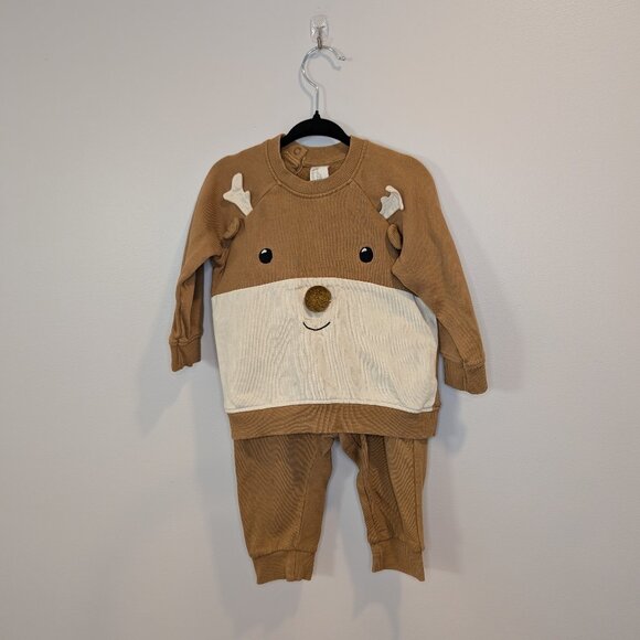 💜 2 for 30 💜 H&M Two-Piece Reindeer Set | Christmas | 100% Cotton - Picture 1 of 5